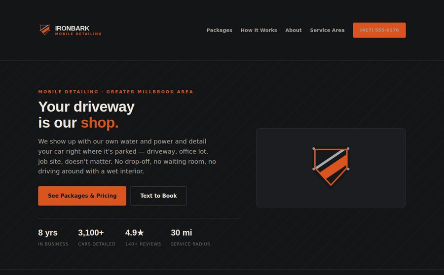 Ironbark Mobile Detailing demo site preview